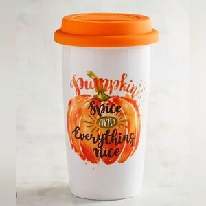 Porcelain 12 oz Pumpkin fall travel mug
